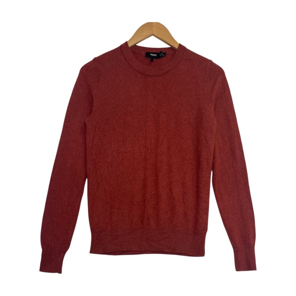 Theory Fantina Sweater Womens Medium Deep Red Cashmere Crewneck Long Sleeve Fall